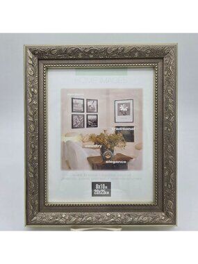8x10 Gold Ornate Picture Frame Floral Embossing And Beaded Edge Wall Or Tabletop